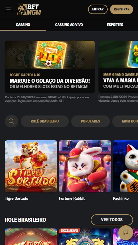 Seção de cassino online na BetMGM