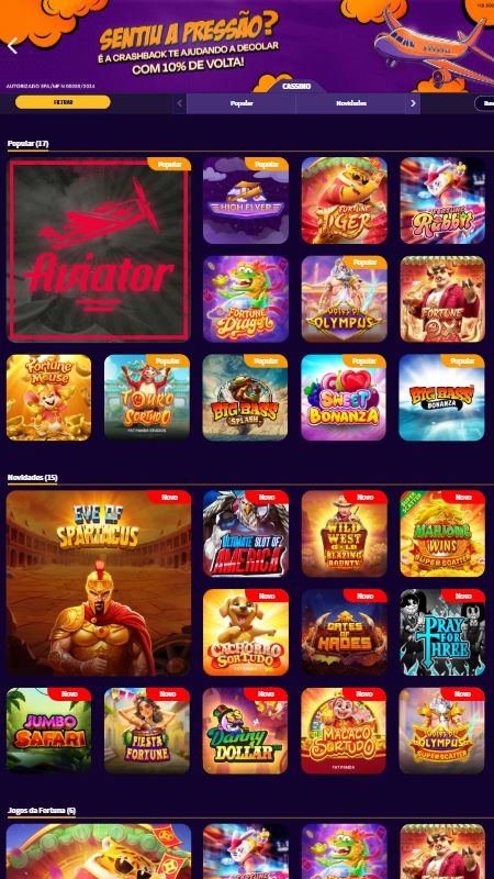 Seção de cassino online na Fazobetai