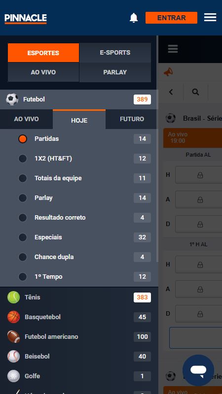 Explore as opções completas do menu do site da Pinnacle