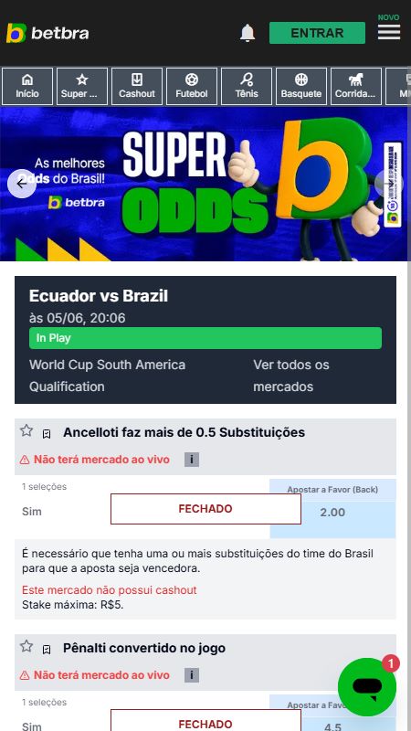 Super odds da casa de apostas Bet Bra